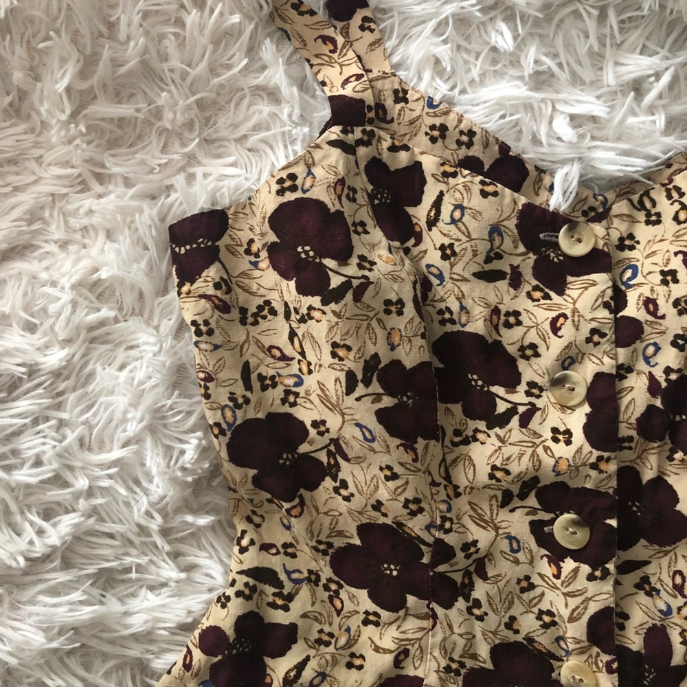 Vintage 90’s Button up skater dress mini floral XS